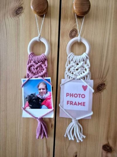 Suspension porte-photo en cordes de coton
