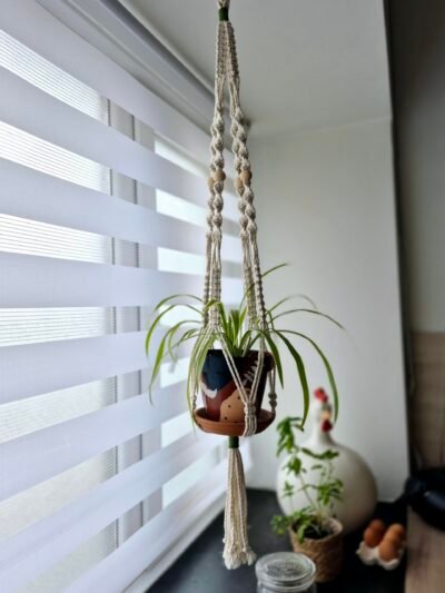Suspension pour plante en coton – Tons naturels