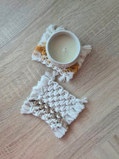 Sous-verres en coton macramé