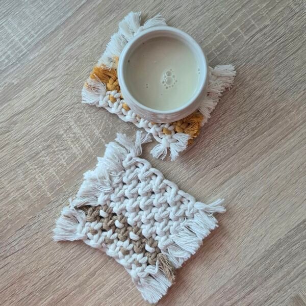 Sous-verres en coton macramé
