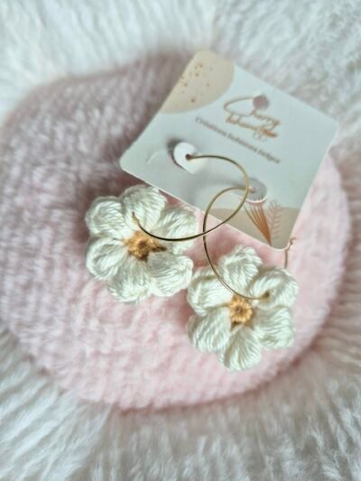 Boucles d’oreilles fleurs au crochet