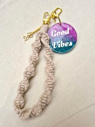 Lanière coton et résine avec inscription positive