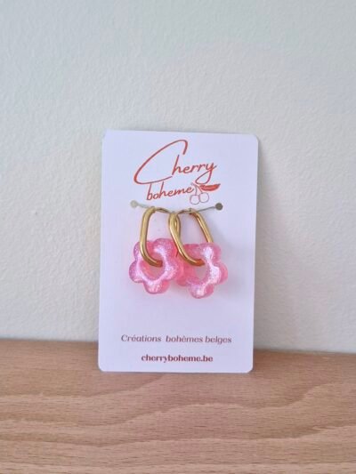 Boucles d’oreilles fleurs en résine