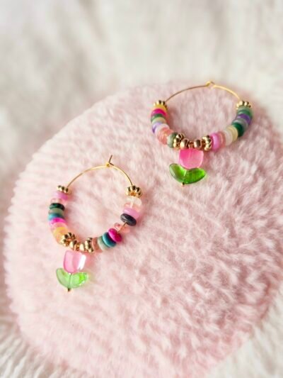 Boucles d’oreilles Pierres naturelles et tulipes - Edition limitée