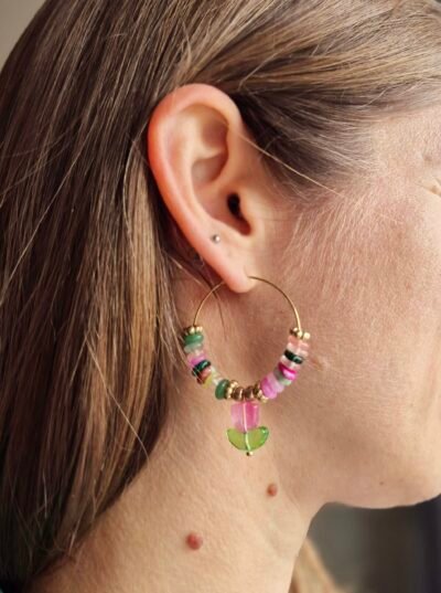 Boucles d’oreilles Pierres naturelles et tulipes - Edition limitée