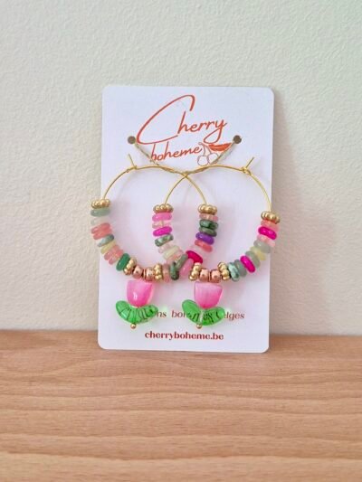 Boucles d’oreilles Pierres naturelles et tulipes - Edition limitée