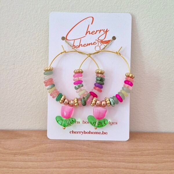 Boucles d’oreilles Pierres naturelles et tulipes - Edition limitée