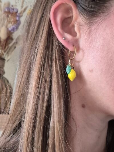 Boucles d’oreilles créoles citrons
