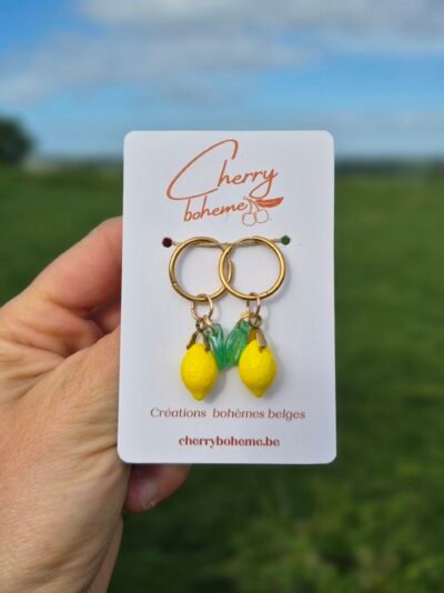 Boucles d’oreilles créoles citrons